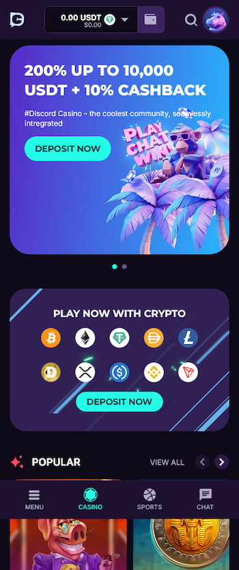 An image of Discasino on mobile as viewed on an iPhone 12