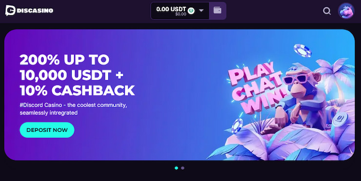 A view of the banner showing the welcome bonus as discussed in our Discasino review