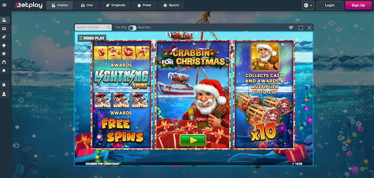 Main features of the Crabbin for Christmas slot demo at Betplay