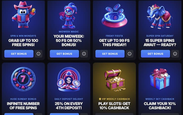 An image showing other casino bonuses at Skycrown.