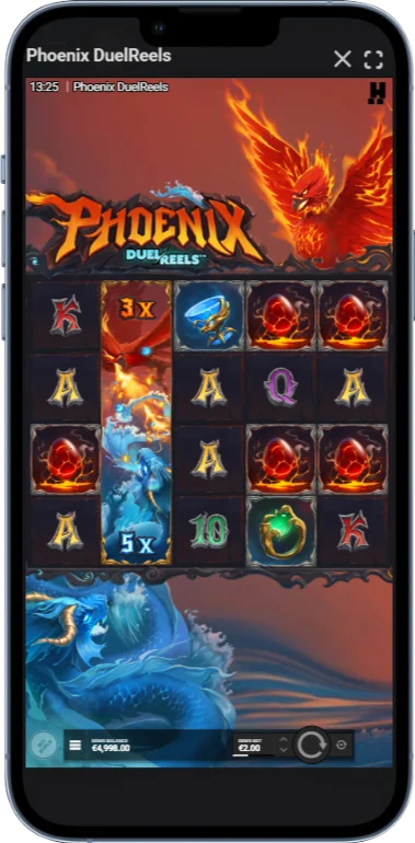 The Phoenix DuelReels slot game as seen on mobile.
