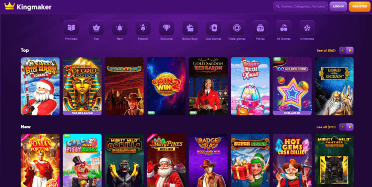 A look at some of the game selection at Kingmaker