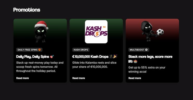 An image of ongoing promotions discovered during our BetNinja review