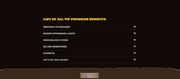 An image from our Lizaro casino review of VIP loyalty rewards benefits