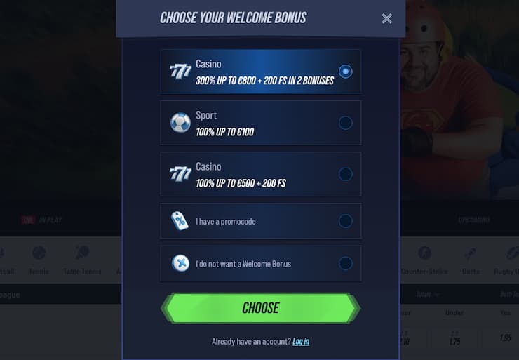 An image of the sign-up screen at VegasHero