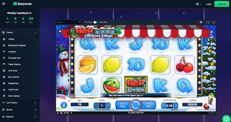 An image of gameplay of the Fruit Shop Christmas Edition slot at BetPanda