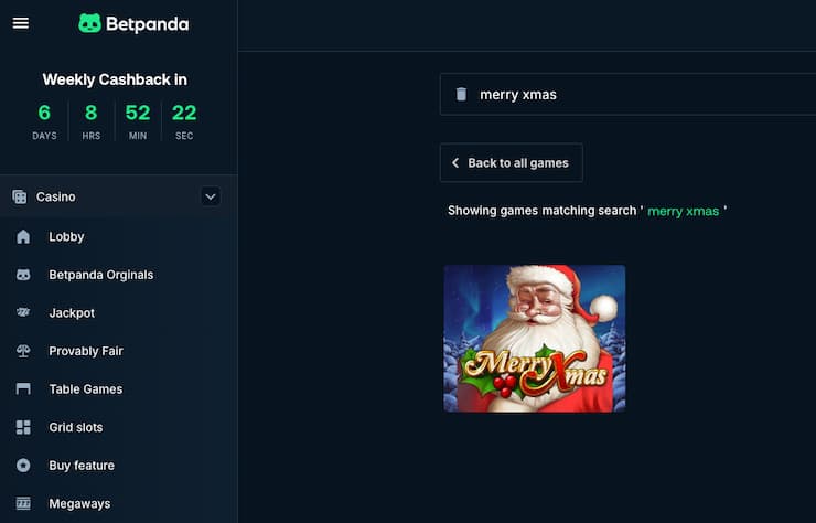 An image from our Merry Xmas slot review of a top site to play the game, BetPanda
