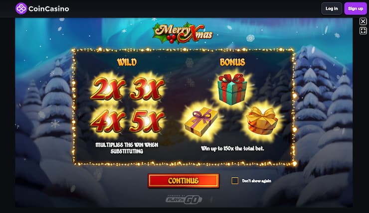 An image from our Merry Xmas slot review of a top site to play the game, CoinCasino