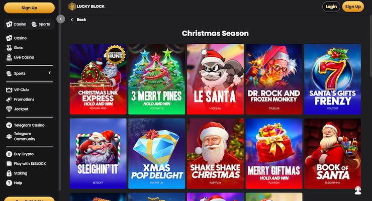 List of Christmas online slots at Lucky Block Casino