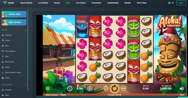 An image of the Aloha Christmas slot at Vave Casino