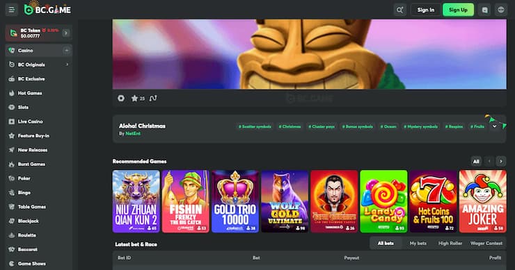 An image of the Aloha Christmas slot at BC.Game