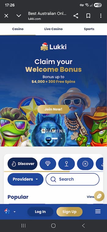 A display of Lukki homepage on a mobile device.