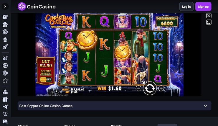 The Christmas Carol slot, as seen at CoinCasino