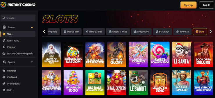 Slots selection at Instant Casino
