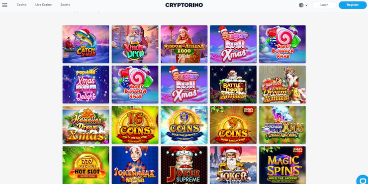 The huge range of Xmas slots located at Cryptorino Casino