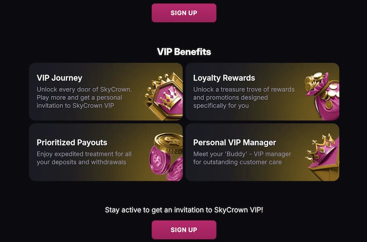 An image showing VIP rewards for Kiwi players at Skycrown Casino.