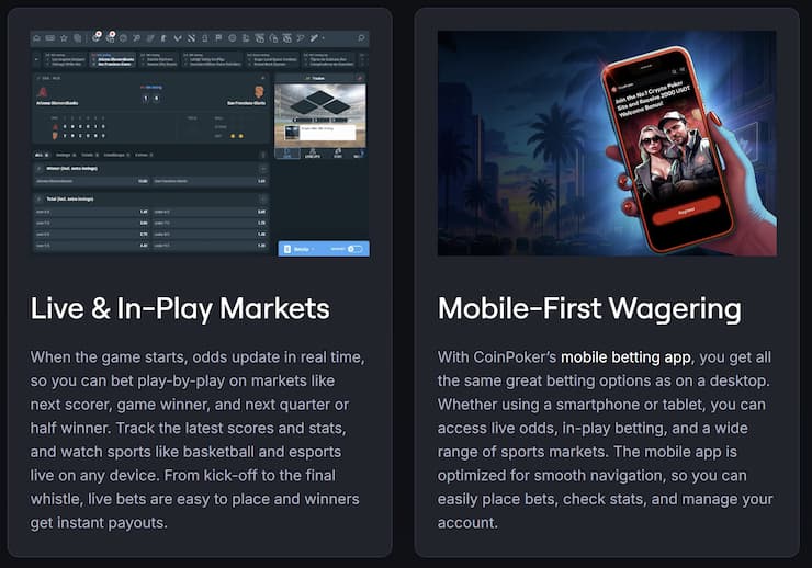 An overview of sports betting offers at CoinPoker.