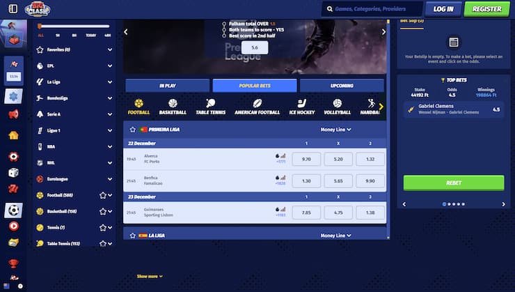 An image showing the most popular sports markets at BigClash.