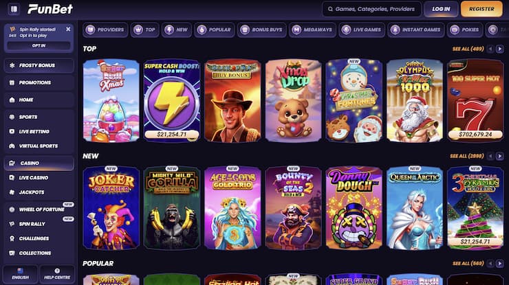An overview of the most popular pokies at Funbet.