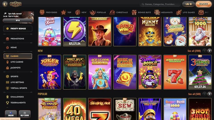 An image showing the most popular pokies at Gransino.