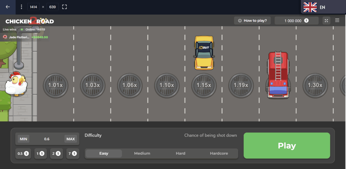 The Chicken Road casino game in action