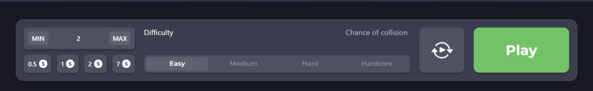 Screenshot of the Chicken Road game dashboard