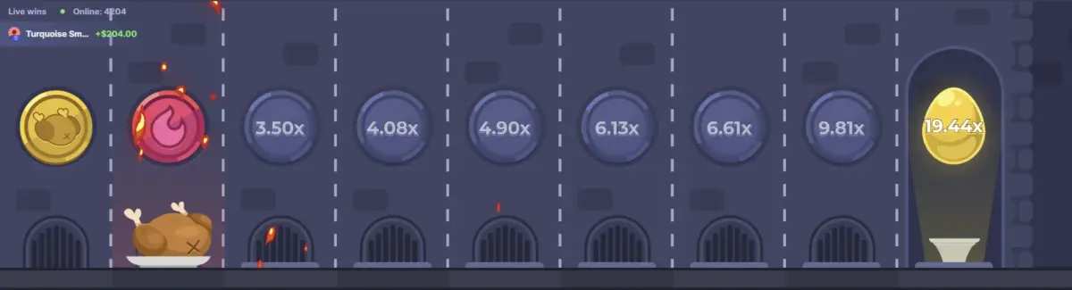 Screenshot of the Chicken Road golden egg feature