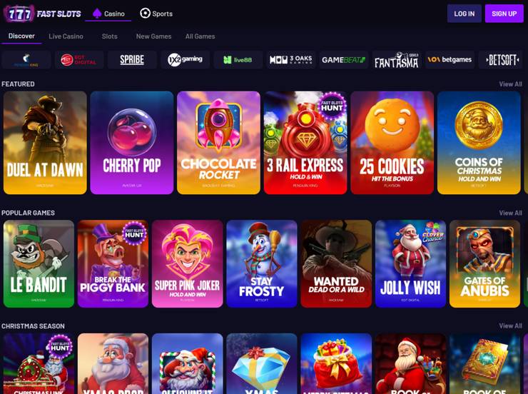 A screenshot of the Fast Slots games lobby