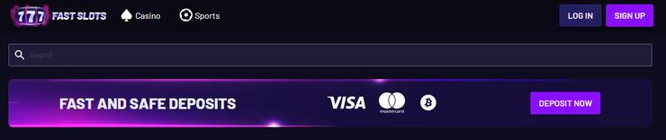 A screenshot of the payment methods at Fast Slots Casino