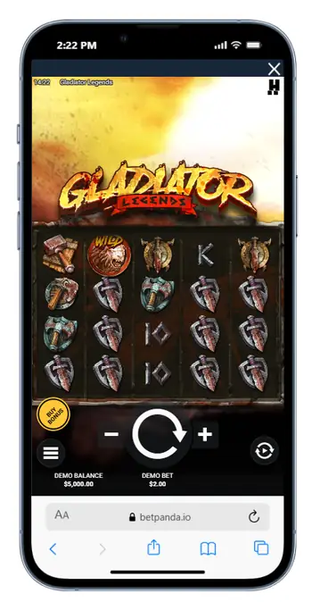 screenshot of Gladiator Slot on mobile at BetPanda casino