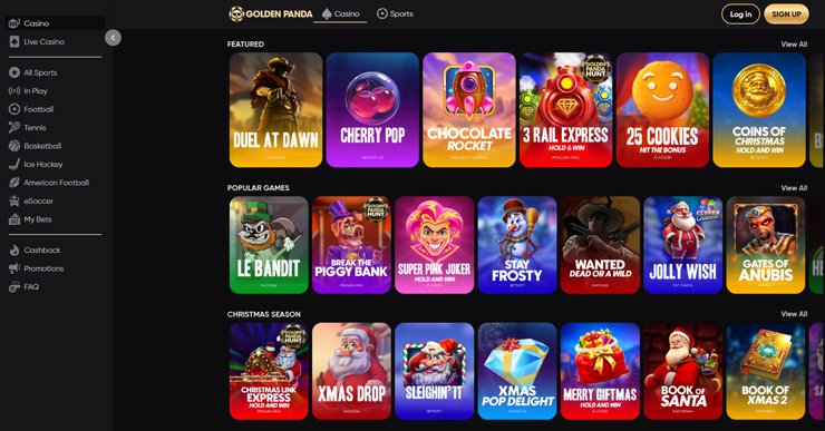 screenshot of Golden Panda Casino game lobby