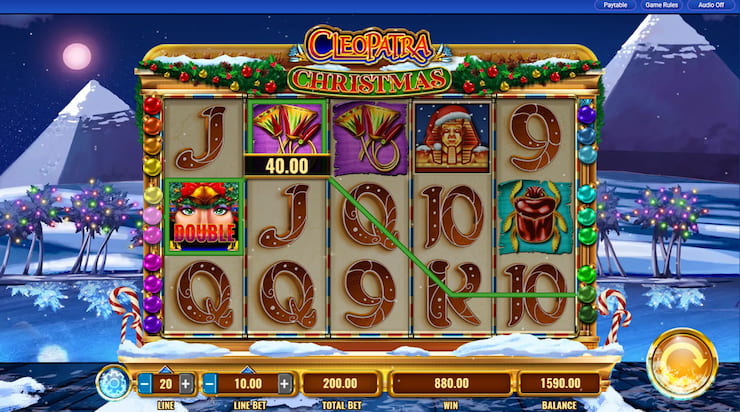 Overview of the Cleopatra Christmas demo, wherein the Wild is shown doubling the wins of the round