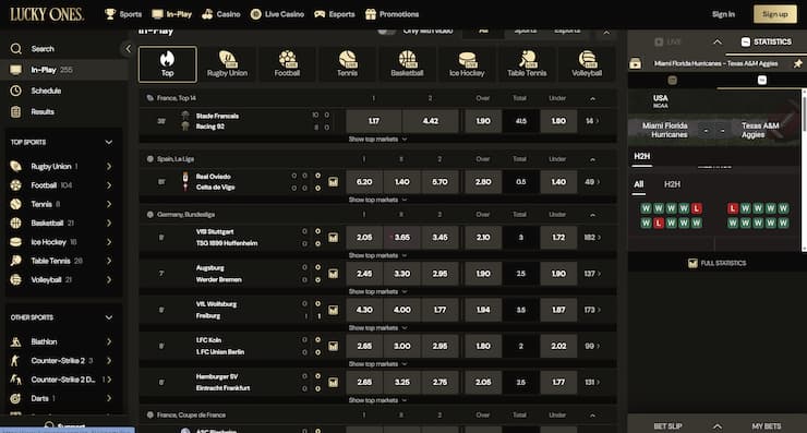An overview of live betting options at LuckyOnes.