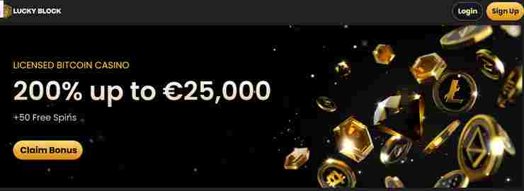 screenshot of Lucky Block Casino welcome bonus