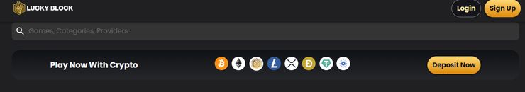 screenshot of payment methods at Lucky Block 