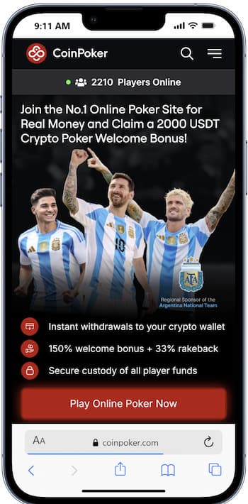 A look at the CoinPoker mobile poker website.