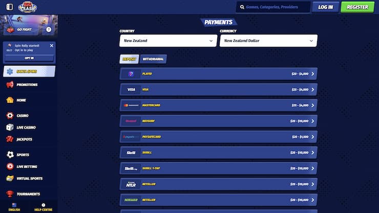 An overview of NZD payment services at BigClash.