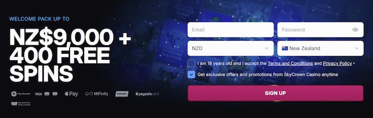 An image showing Skycrown Casino registration form.