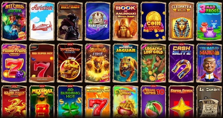 An image of slots games at Lizaro Casino