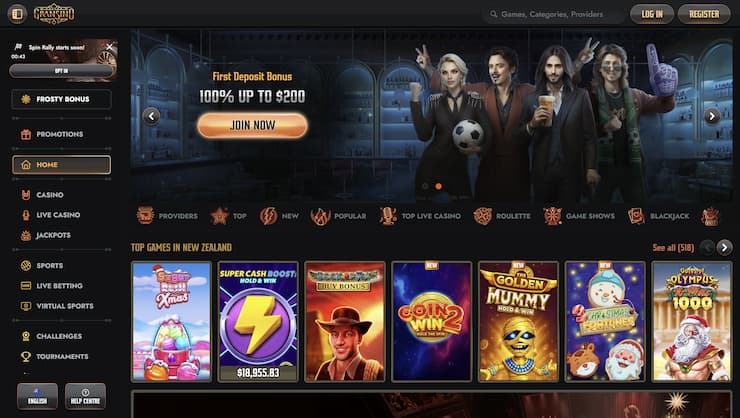 A look at Gransino landing page when visited on a desktop device.