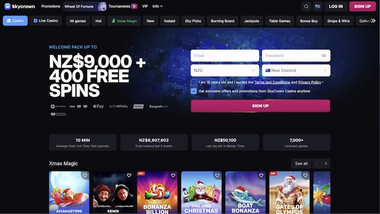 Detailed view of the Skycrown app game lobby and user interface