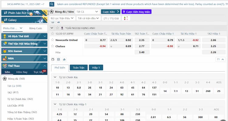 Xác định trận đấu tại giải Ngoại hạng Anh sẽ cược