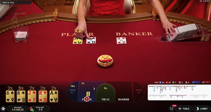 Golden Wealth Baccarat being played at an online Evolution Gaming casino.