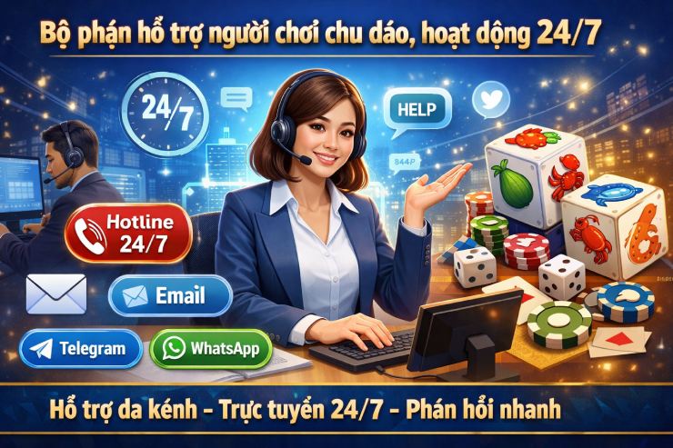 Bộ phận hỗ trợ người chơi chu đáo, hoạt động 24/7 