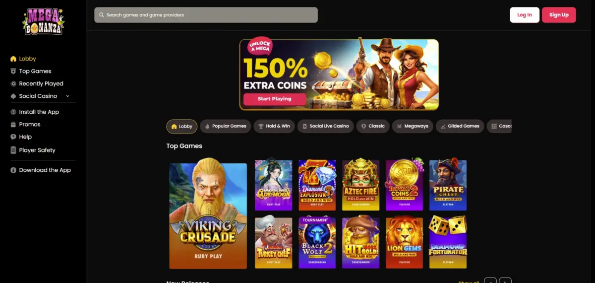 MegaBonanza casino homepage