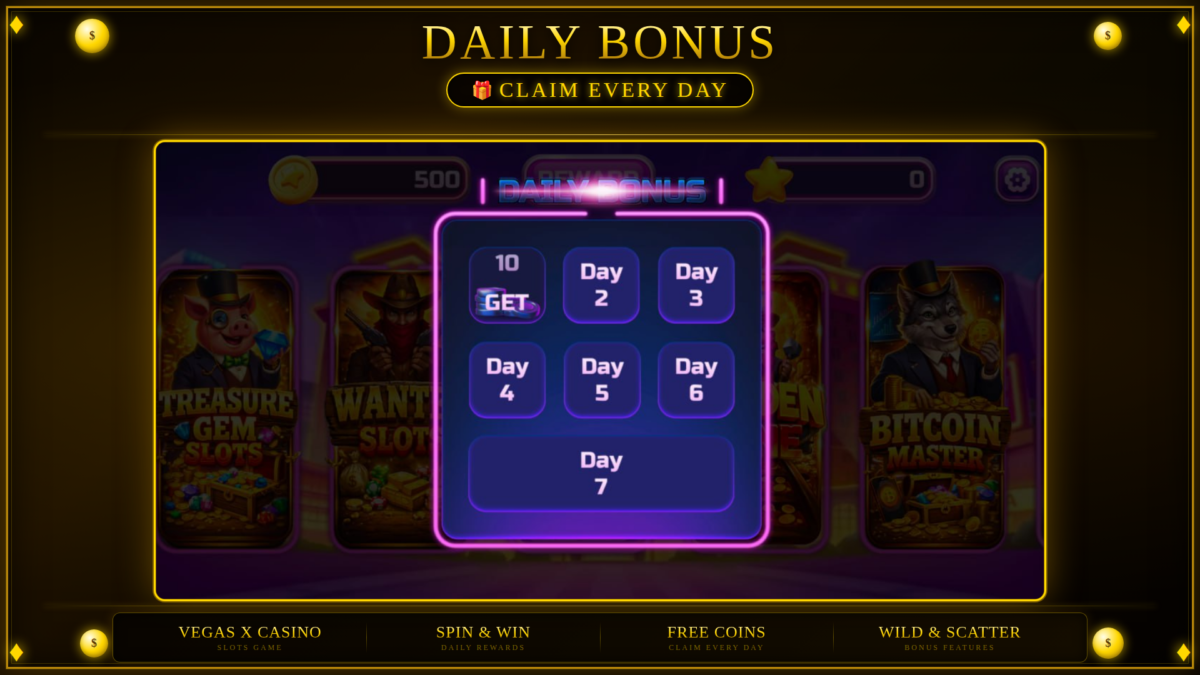 Vegas X daily bonus