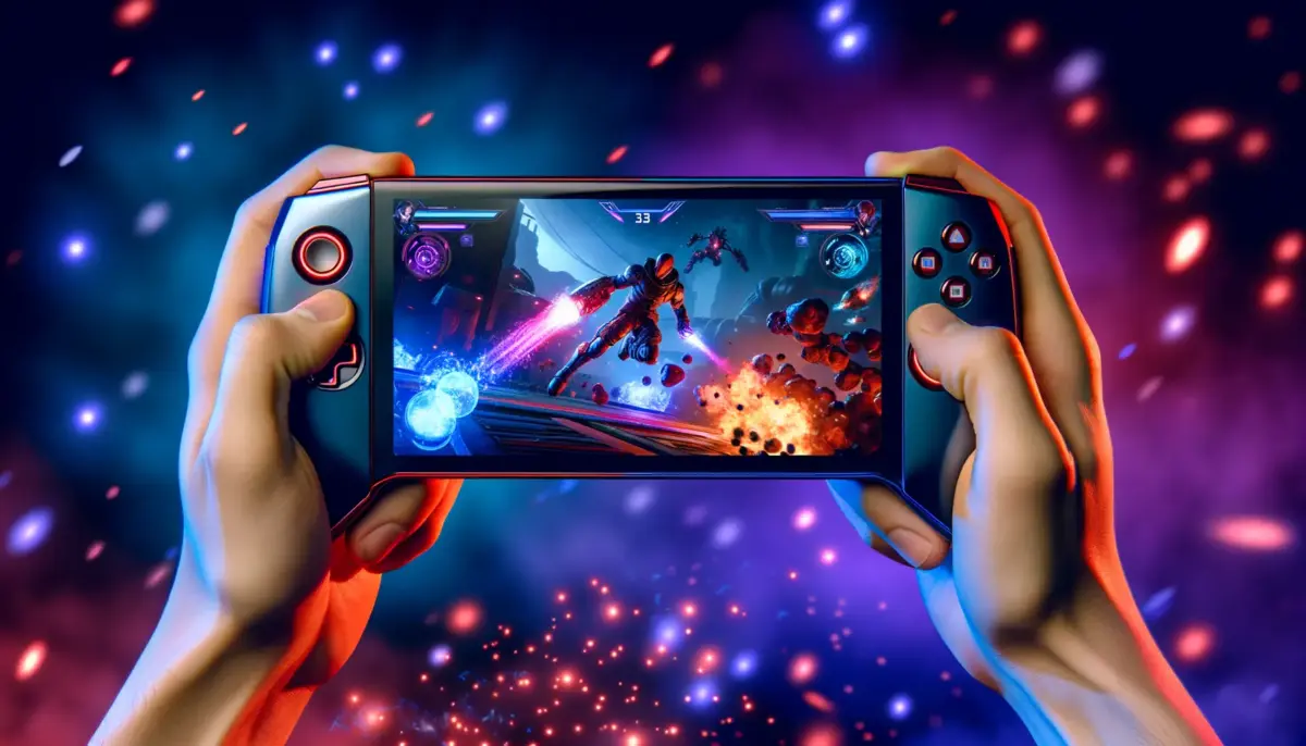 Nintendo Switch 2 console displaying Marvel Rivals gameplay with dynamic hero abilities and colorful effects