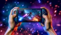 Nintendo Switch 2 console displaying Marvel Rivals gameplay with dynamic hero abilities and colorful effects