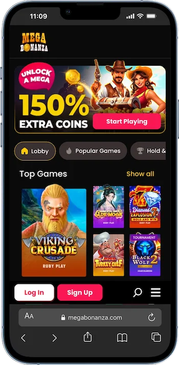 MegaBonanza mobile sweeps casino