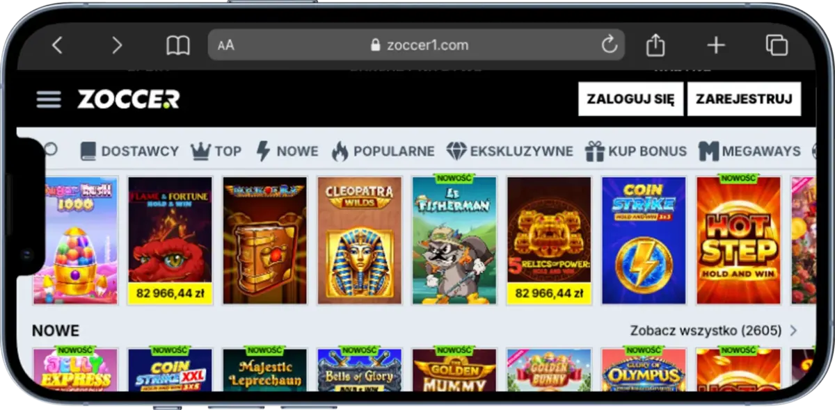 Zoccer - oferta gier w wersji mobile horizontal - nasz lider rankingu najlepszych kasyn online